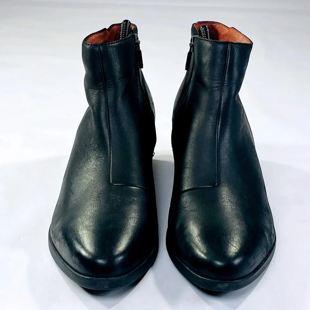 Dansko Serenity Boot Womens 38/7.5-8 Black Leather Waterproof Wedge Ankle Casual